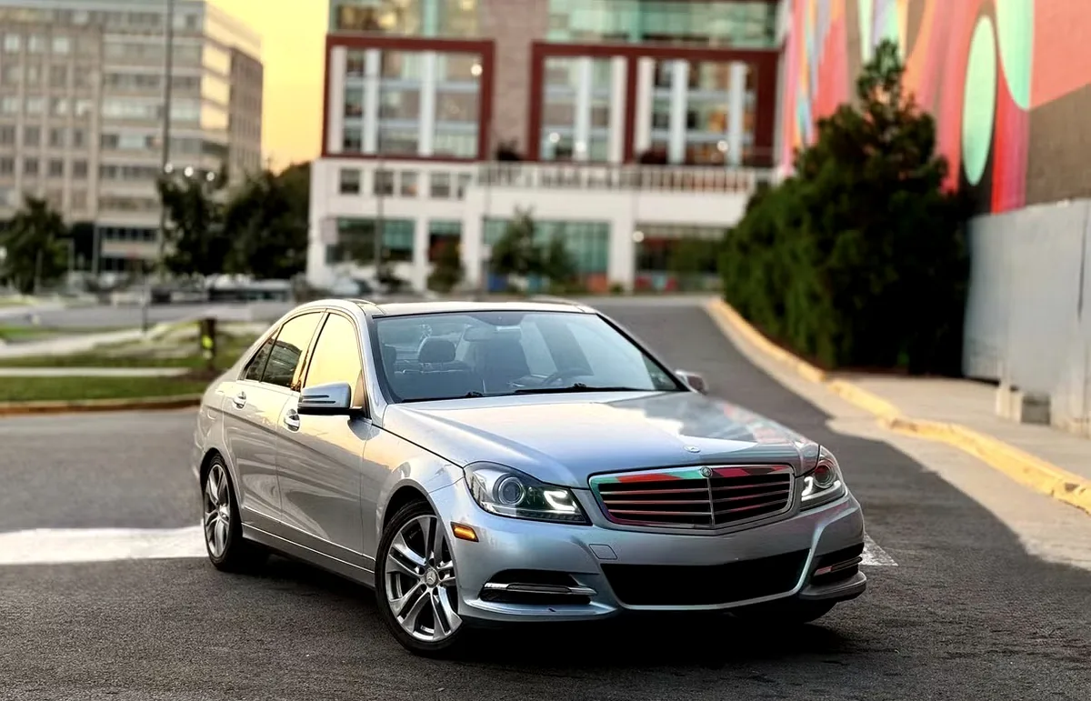 Silver Mercedes-Benz C-Class luxury sedan from Velora Rentals